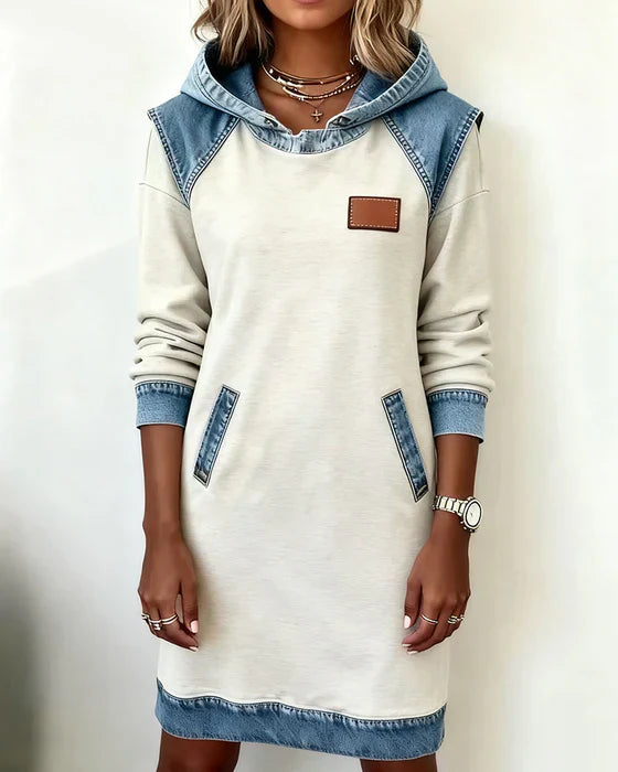 Lunariae | Casual Contrast Hoodie Dress