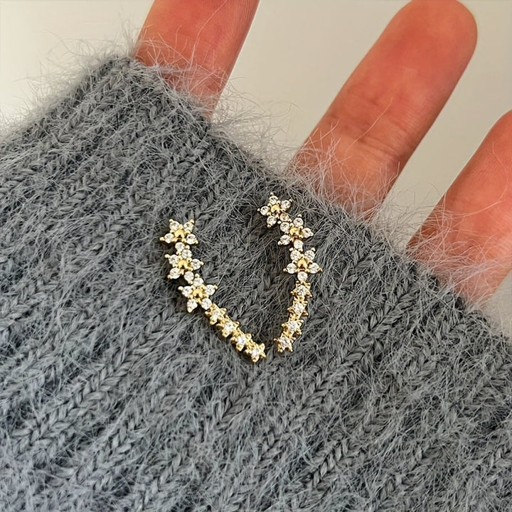 Rosalia | Crystal Floral Climber Earrings