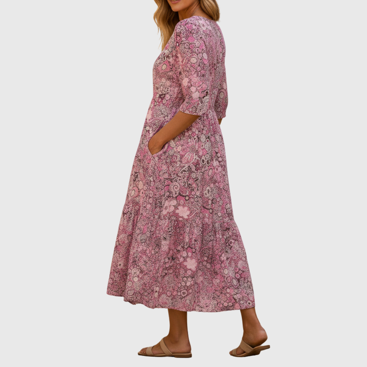 Harlow | Graceful V-Neck Midi Dress