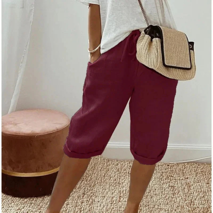 Fenlorn™ | Linen Drawstring Capri Shorts