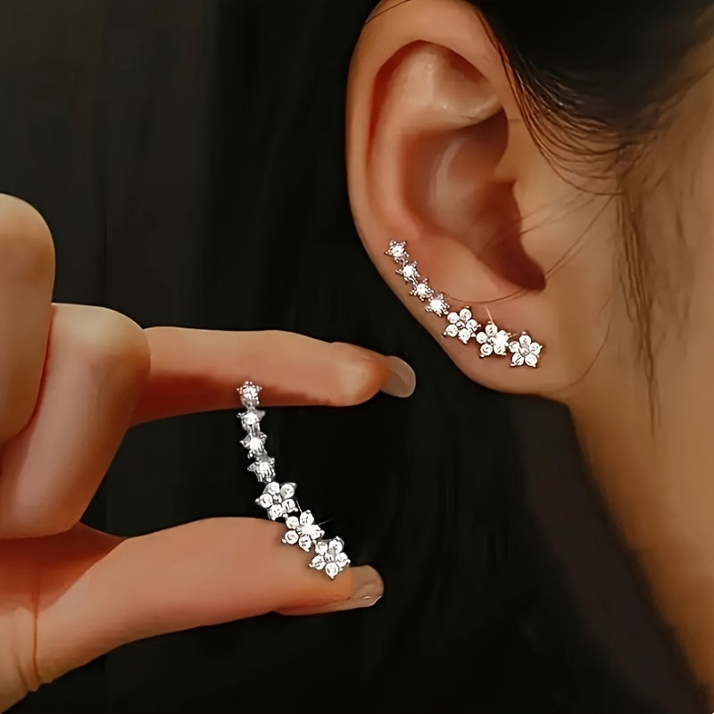 Rosalia | Crystal Floral Climber Earrings