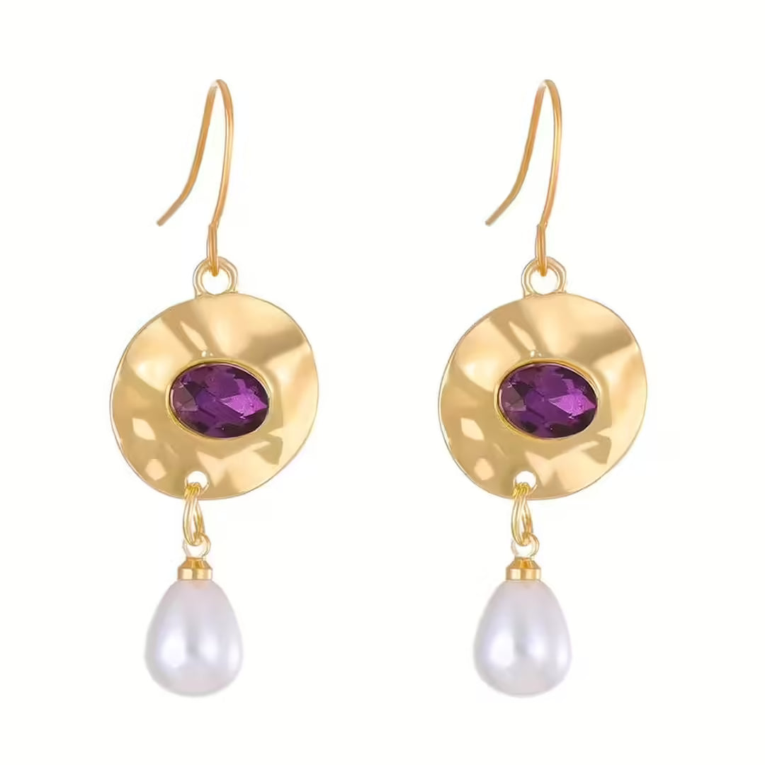 Pearl | Earrings with Purple Zirconia
