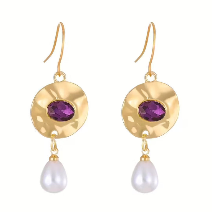 Pearl | Earrings with Purple Zirconia