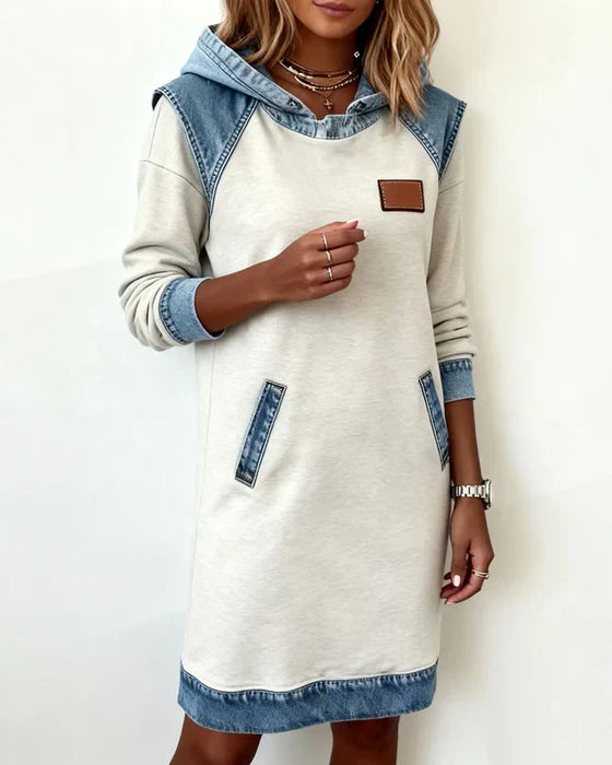 Lunariae | Casual Contrast Hoodie Dress
