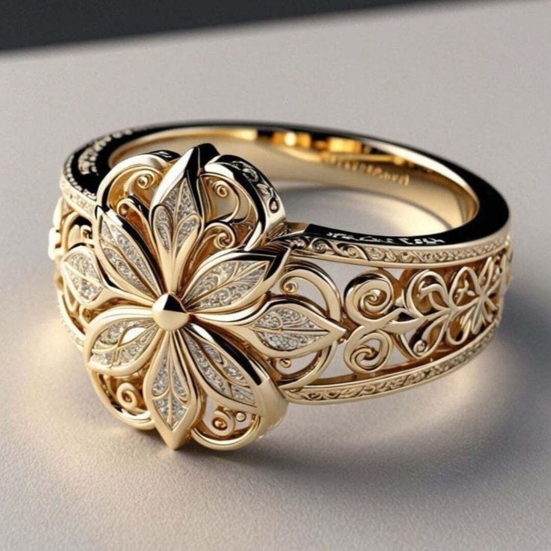 Exotic | Floral Zirconia Gold Ring