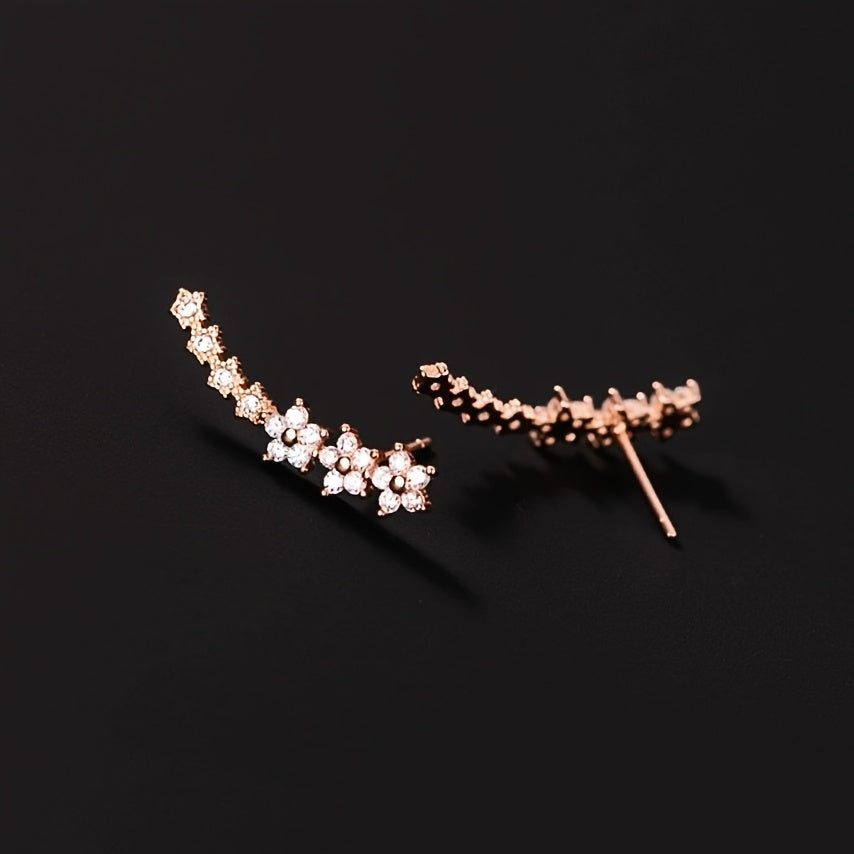 Rosalia | Crystal Floral Climber Earrings