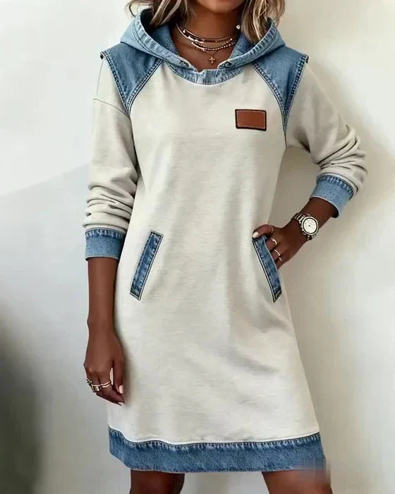 Lunariae | Casual Contrast Hoodie Dress