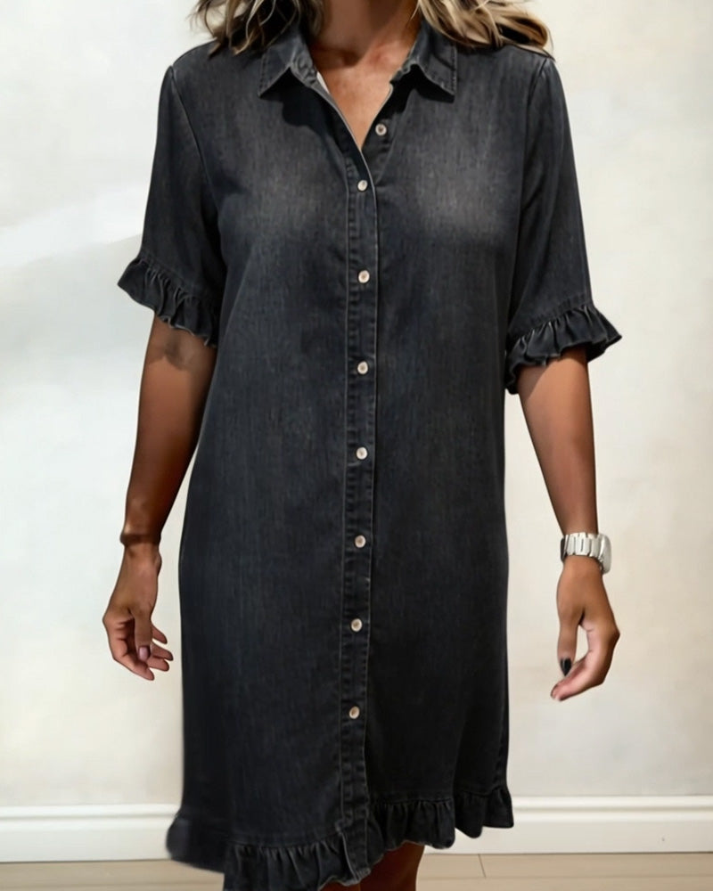 Nora | Comfortable Denim Dress with Ruffle Detail