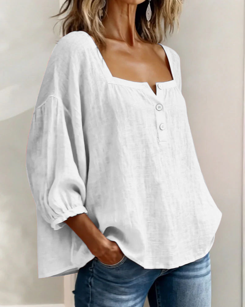 Elise | Square Neck Long Sleeve Blouse
