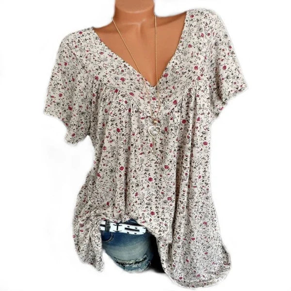 Aurora | Floral Print Short Sleeve Blouse