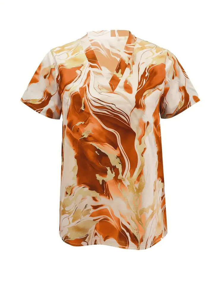 Mildred™ | Marble Print Short Sleeve Shirt