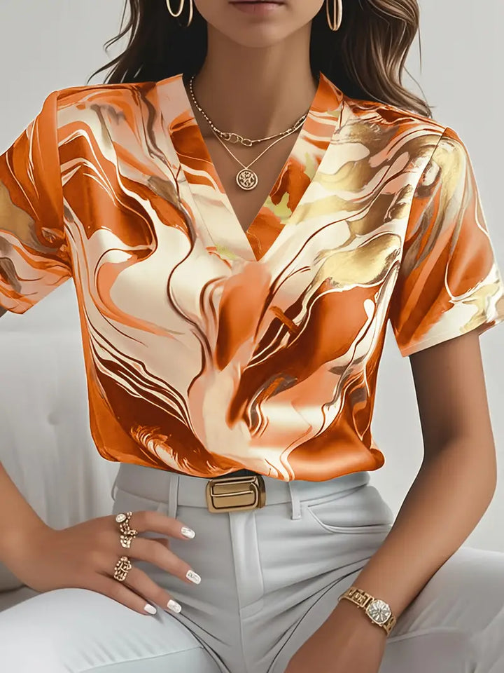 Mildred™ | Marble Print Short Sleeve Shirt