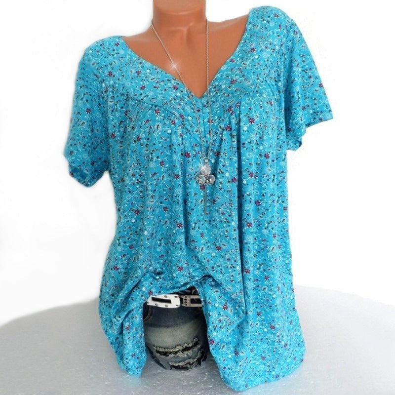 Aurora | Floral Print Short Sleeve Blouse