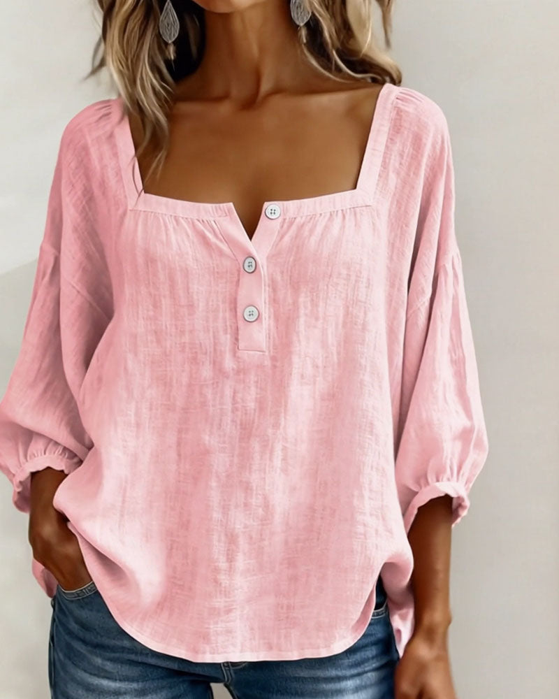 Elise | Square Neck Long Sleeve Blouse