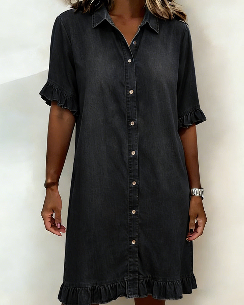 Nora | Comfortable Denim Dress with Ruffle Detail