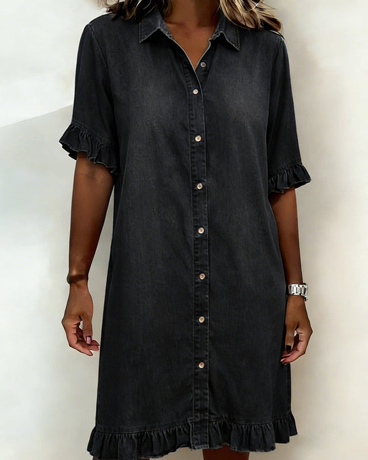 Nora | Comfortable Denim Dress with Ruffle Detail
