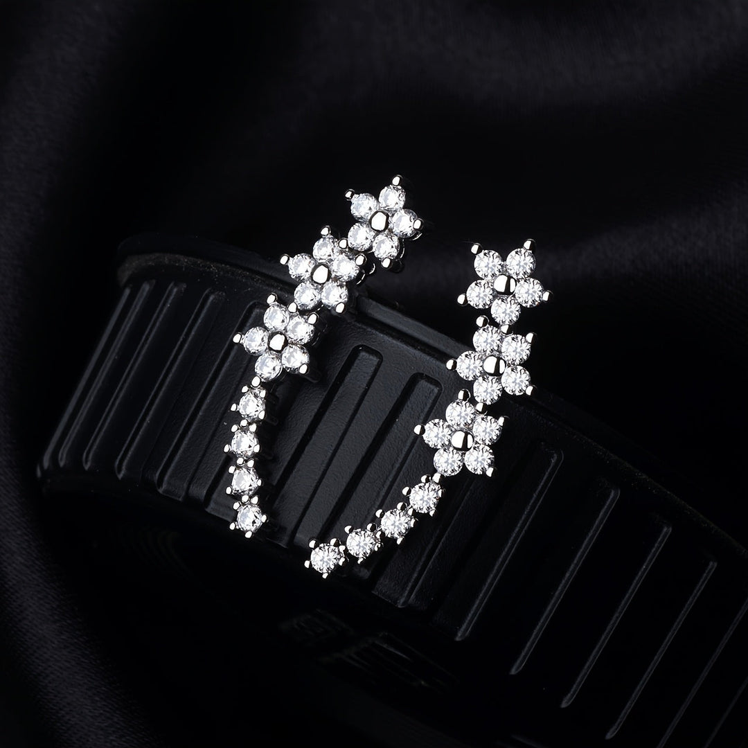 Rosalia | Crystal Floral Climber Earrings