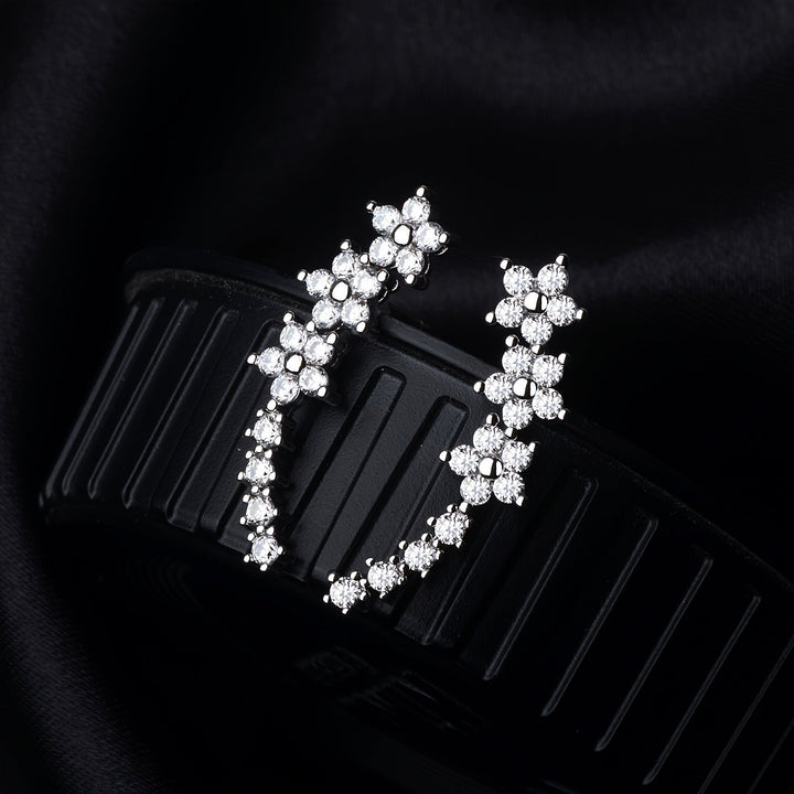 Rosalia | Crystal Floral Climber Earrings