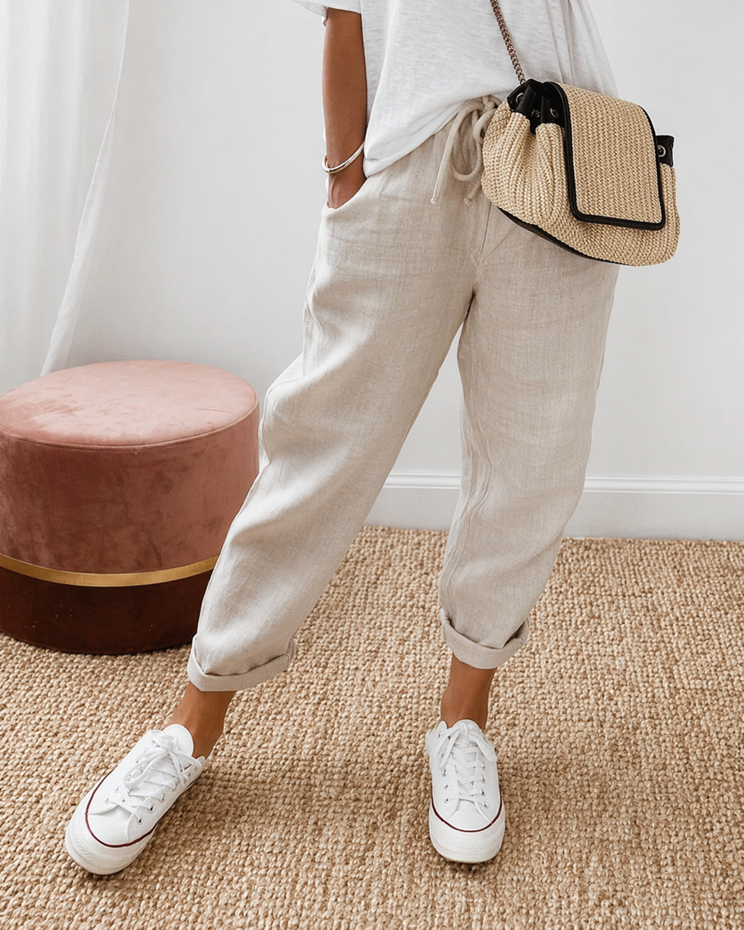Linae casual relaxed pants - Khaki