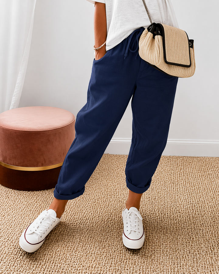 Linae casual relaxed pants - Dark Blue