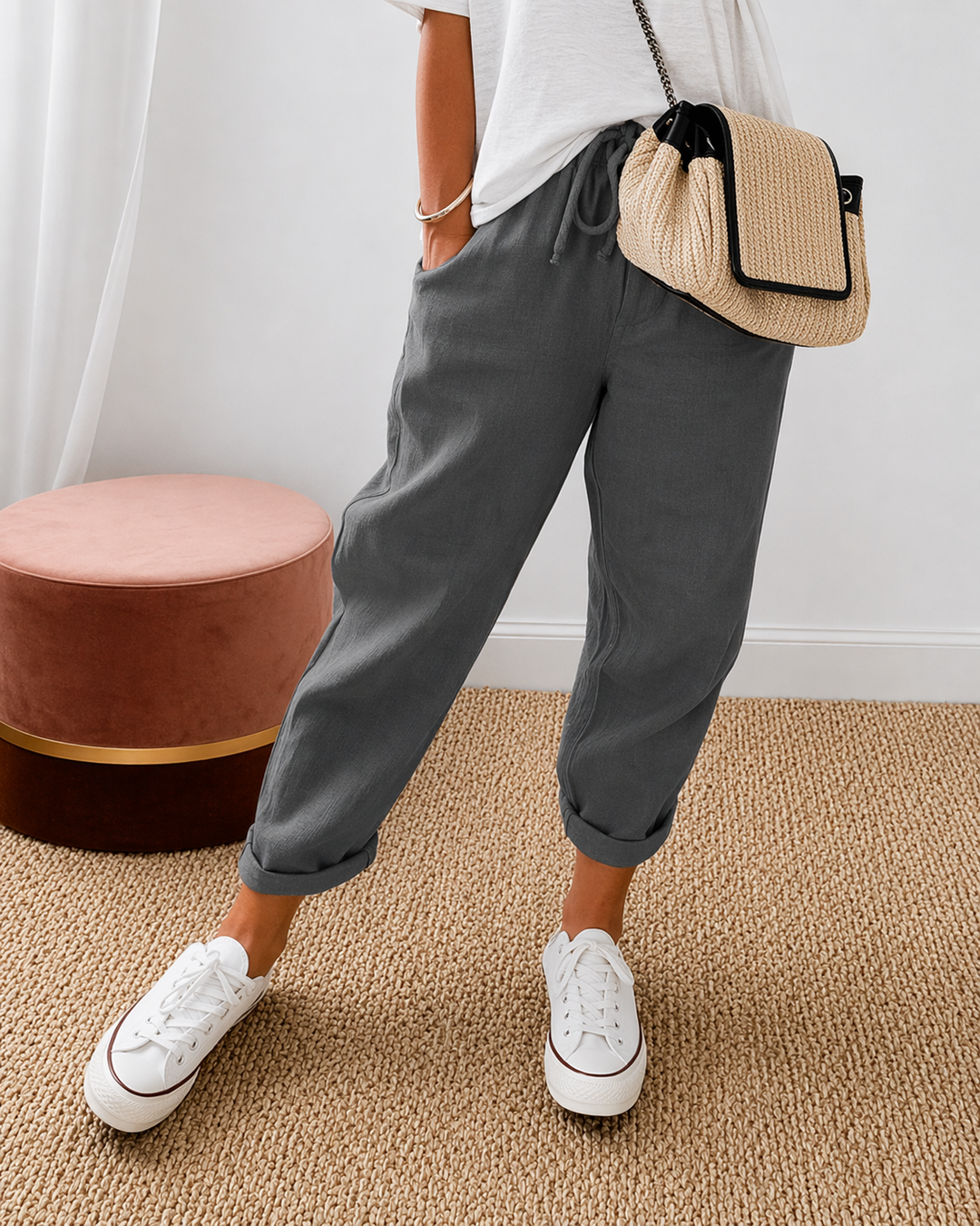 Linae casual relaxed pants - Dark Gray