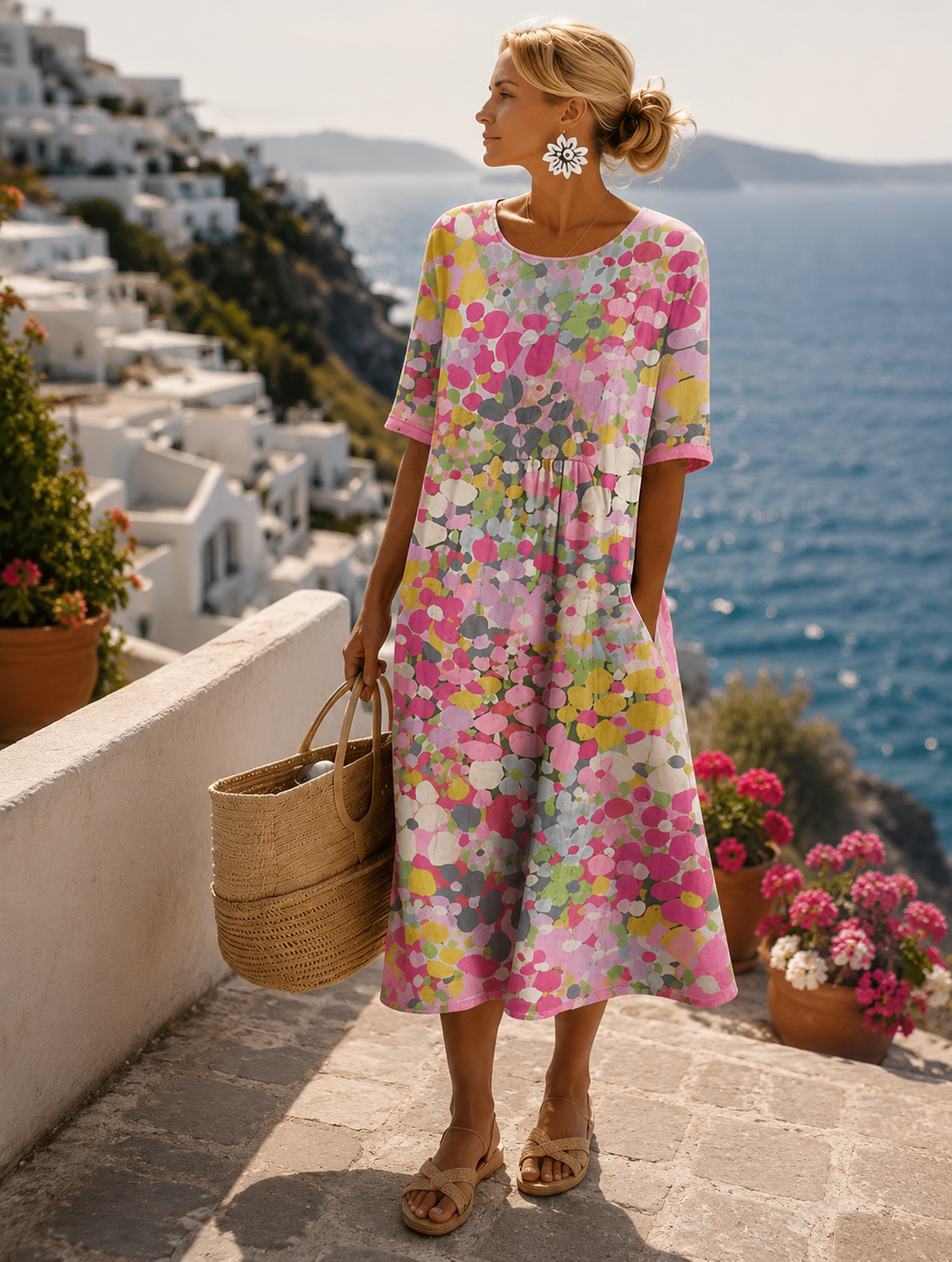 Elena floral midi dress - Pink