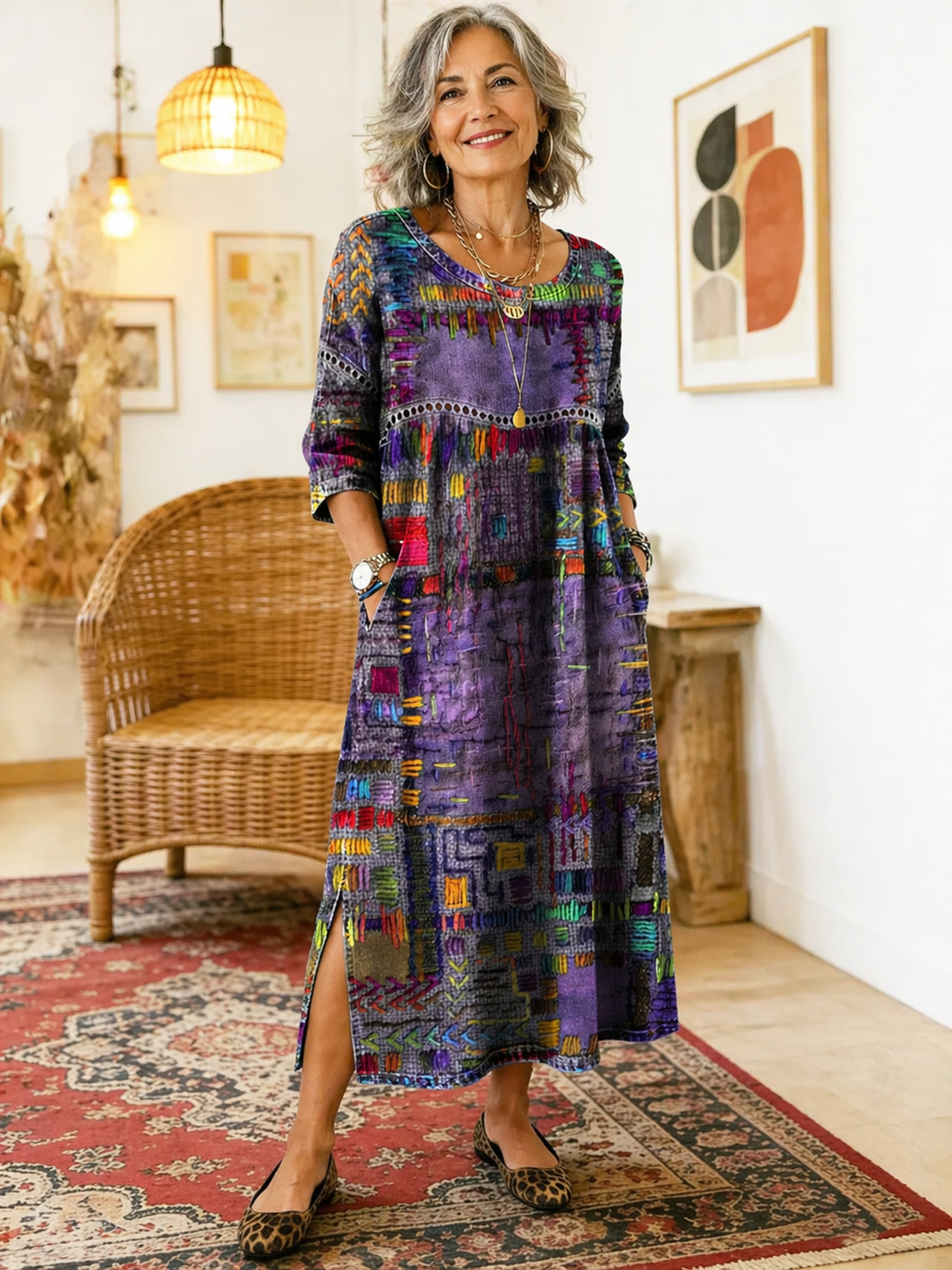 Isabelle | Dress with Ethnic Patchwork