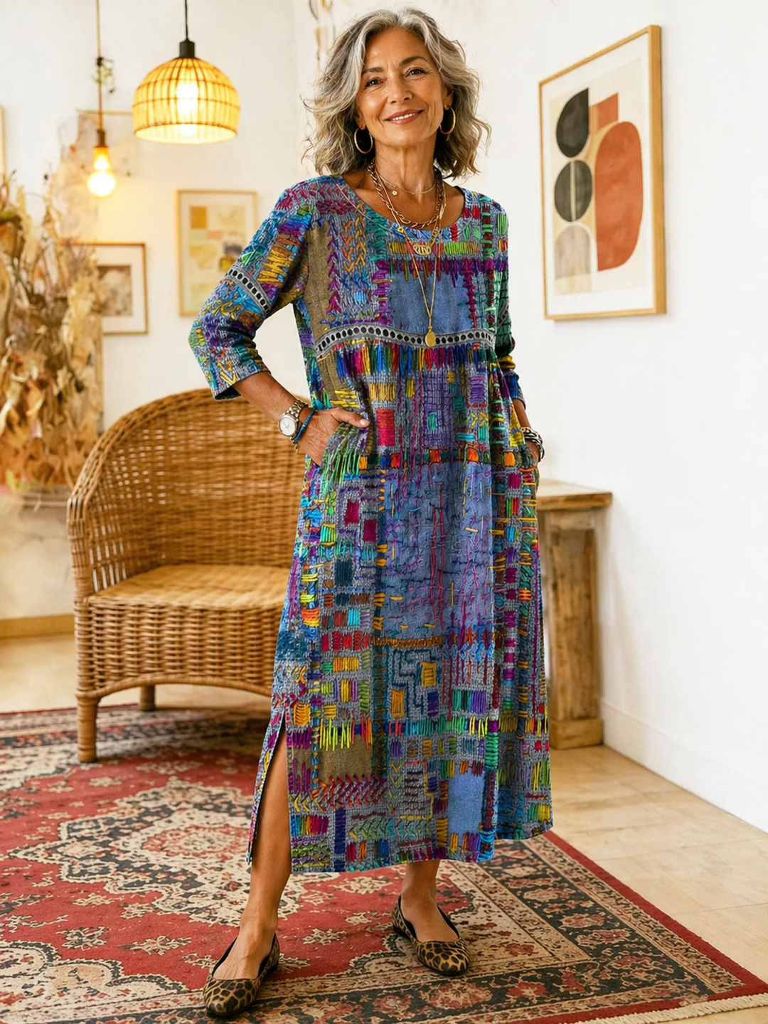 Isabelle | Dress with Ethnic Patchwork