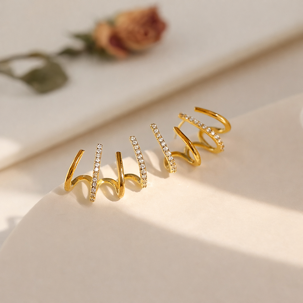 Zabby | Spiral Stack Ear Cuff Earrings
