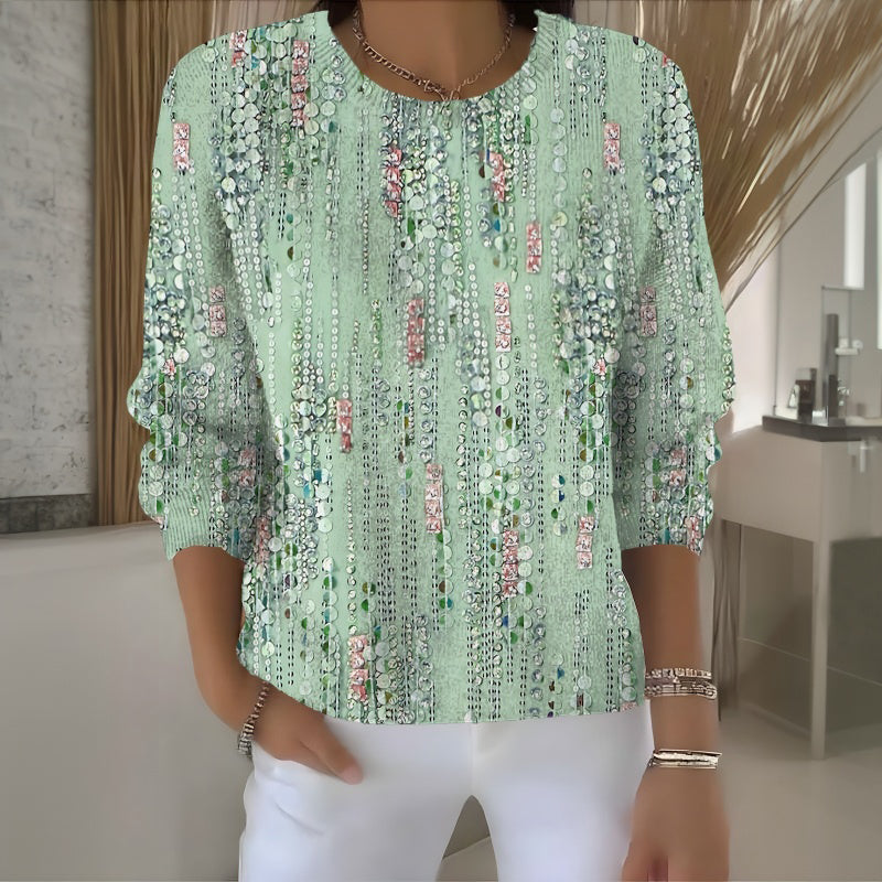 Vintage Print Long Sleeve T-Shirt – Casual Relaxed Fit Top