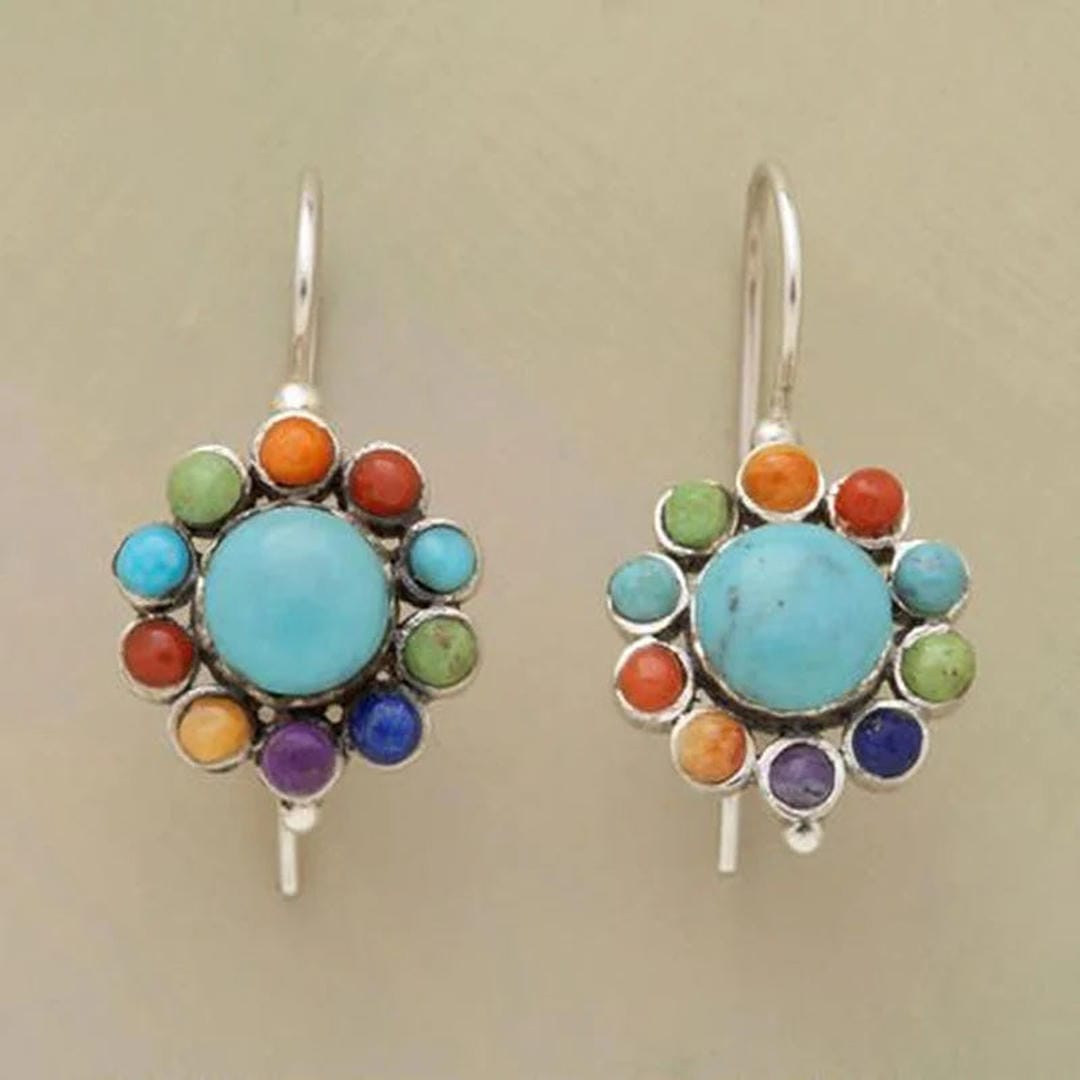Iris | Vintage Turquoise Hoop Earrings