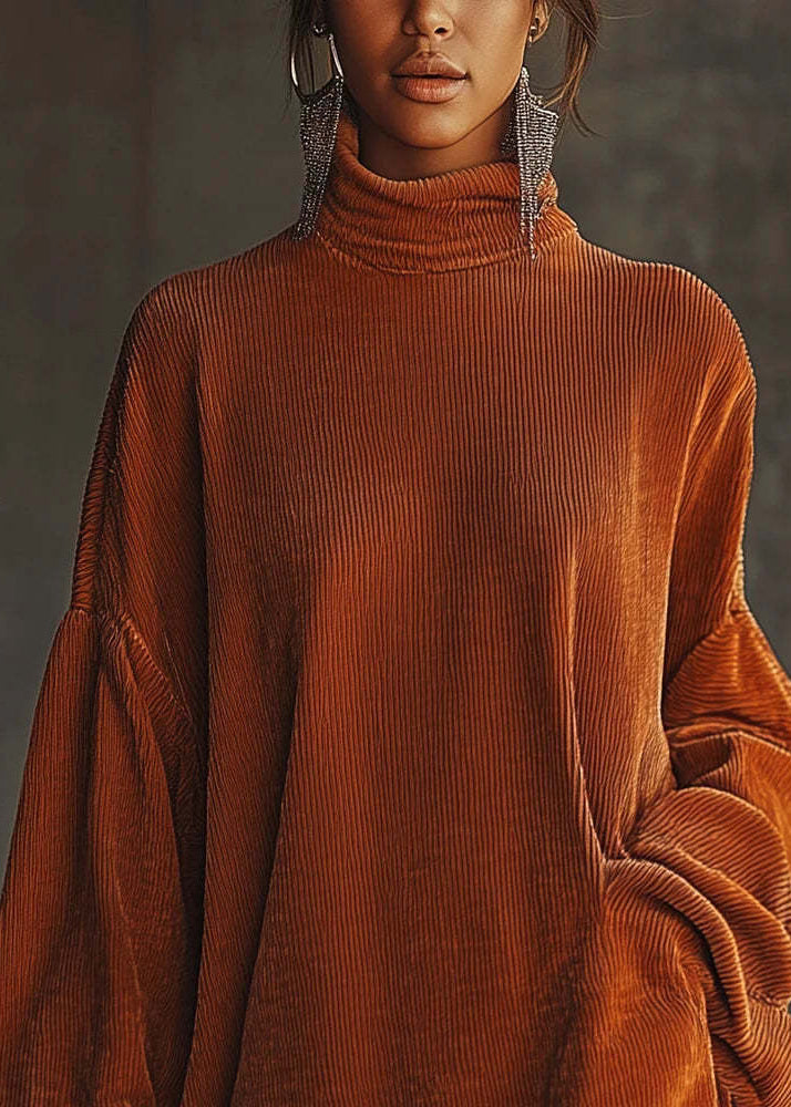 Aurelia | Tasseled Corduroy Turtleneck Dress