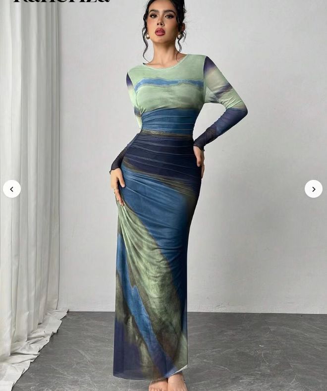 TORINA | Long Sleeve Round Neck Maxi Dress