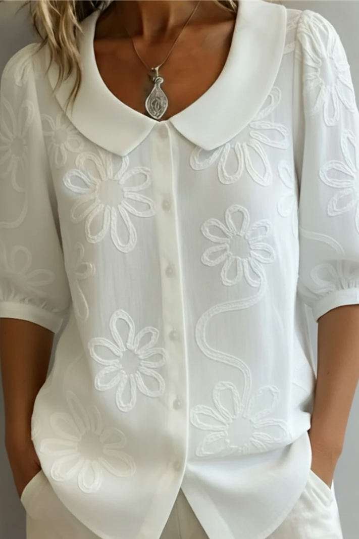 Fiora Embroidered Blouse — White