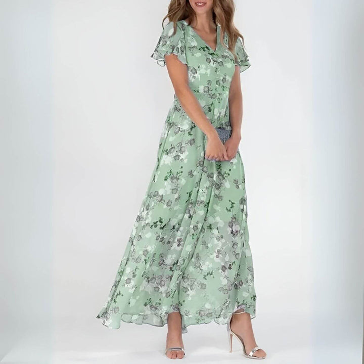 Regina | Floral V-Neck Maxi Dress