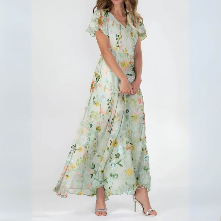 Regina | Floral V-Neck Maxi Dress