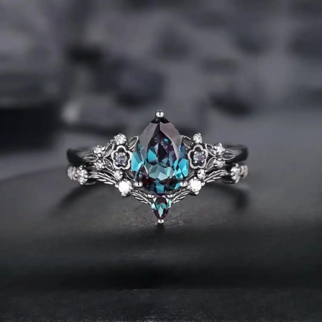 Gun | Black Sapphire Zirconia Ring Set