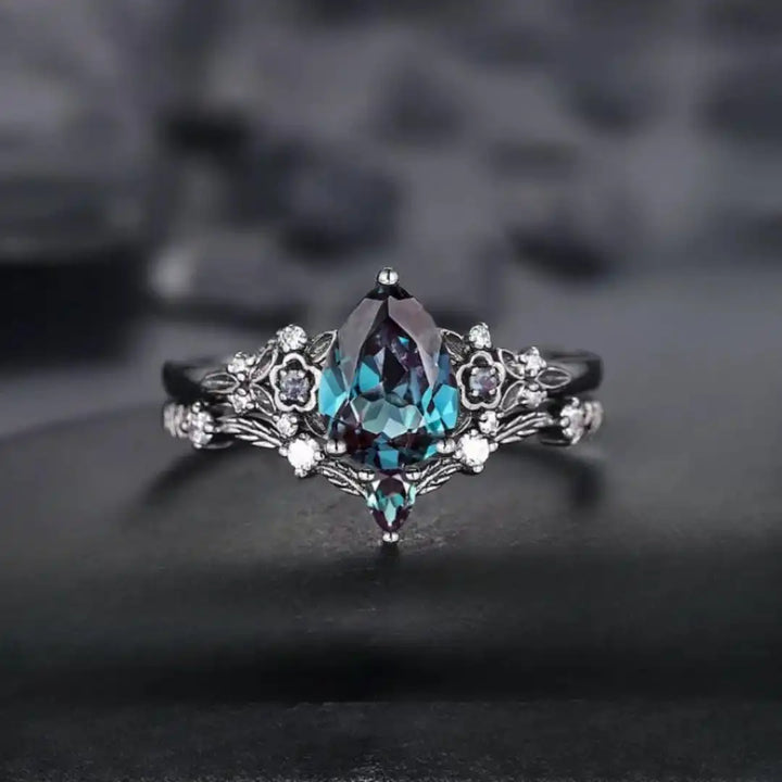 Gun | Black Sapphire Zirconia Ring Set