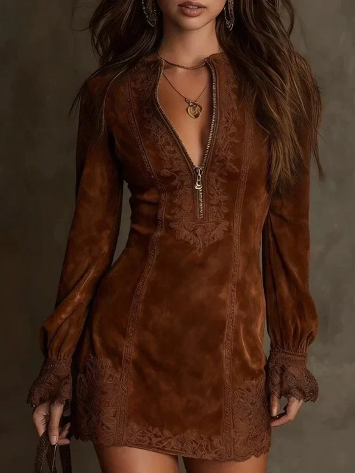 Short | Suede Lace Dress Feminine & Sophisticated