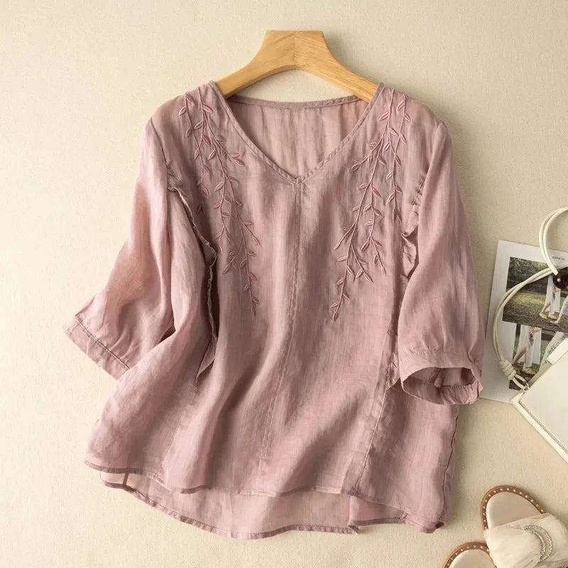 Margarita™ | Loose Retro Cotton-Linen Top