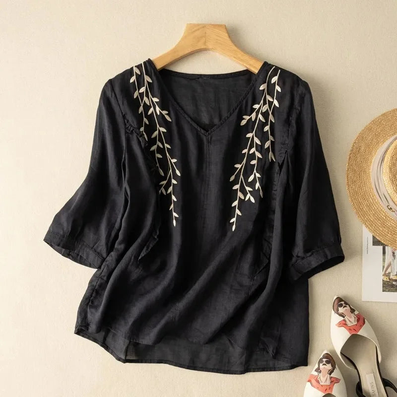 Margarita™ | Loose Retro Cotton-Linen Top