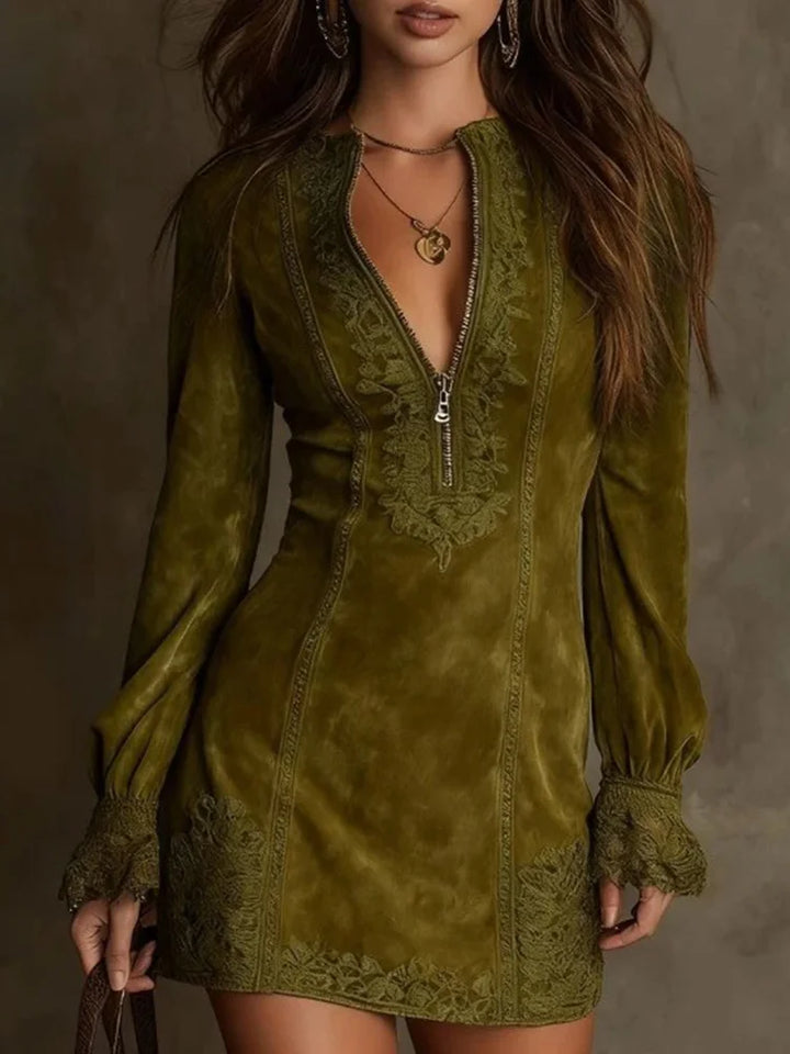 Short | Suede Lace Dress Feminine & Sophisticated