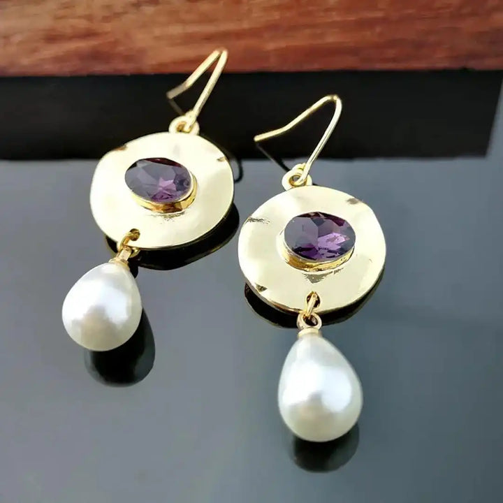 Pearl | Earrings with Purple Zirconia