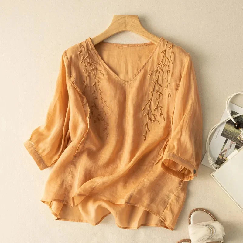 Margarita™ | Loose Retro Cotton-Linen Top