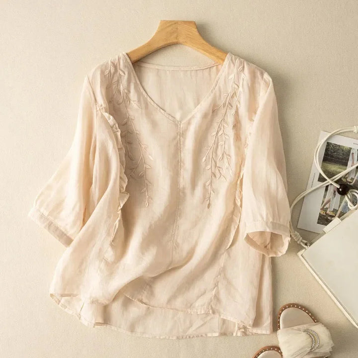 Margarita™ | Loose Retro Cotton-Linen Top