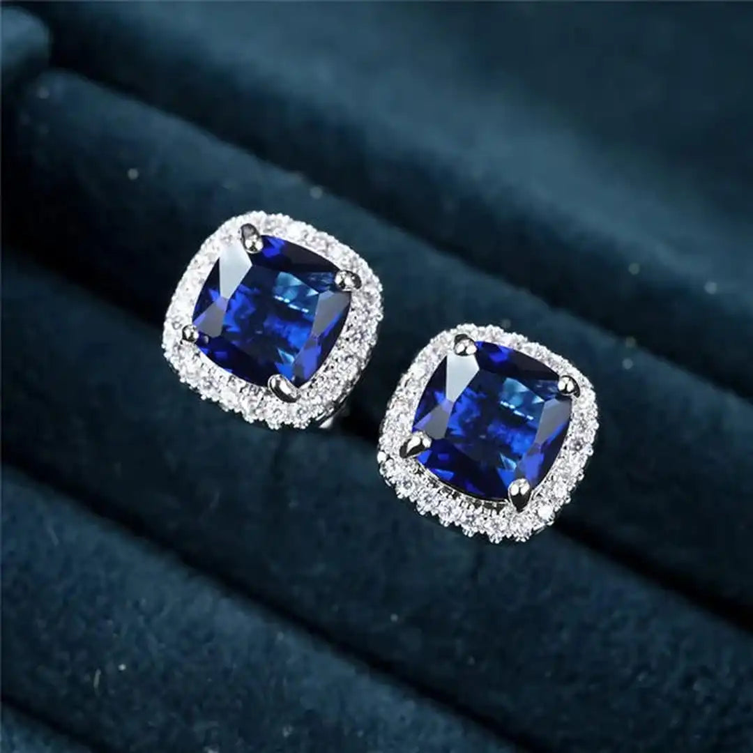Saphir | Square Stud Earrings