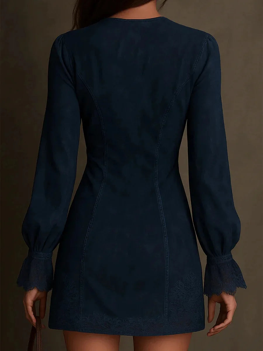 Short | Suede Lace Dress Feminine & Sophisticated