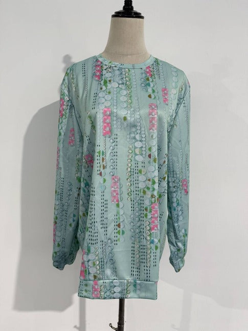 Vintage Print Long Sleeve T-Shirt – Casual Relaxed Fit Top