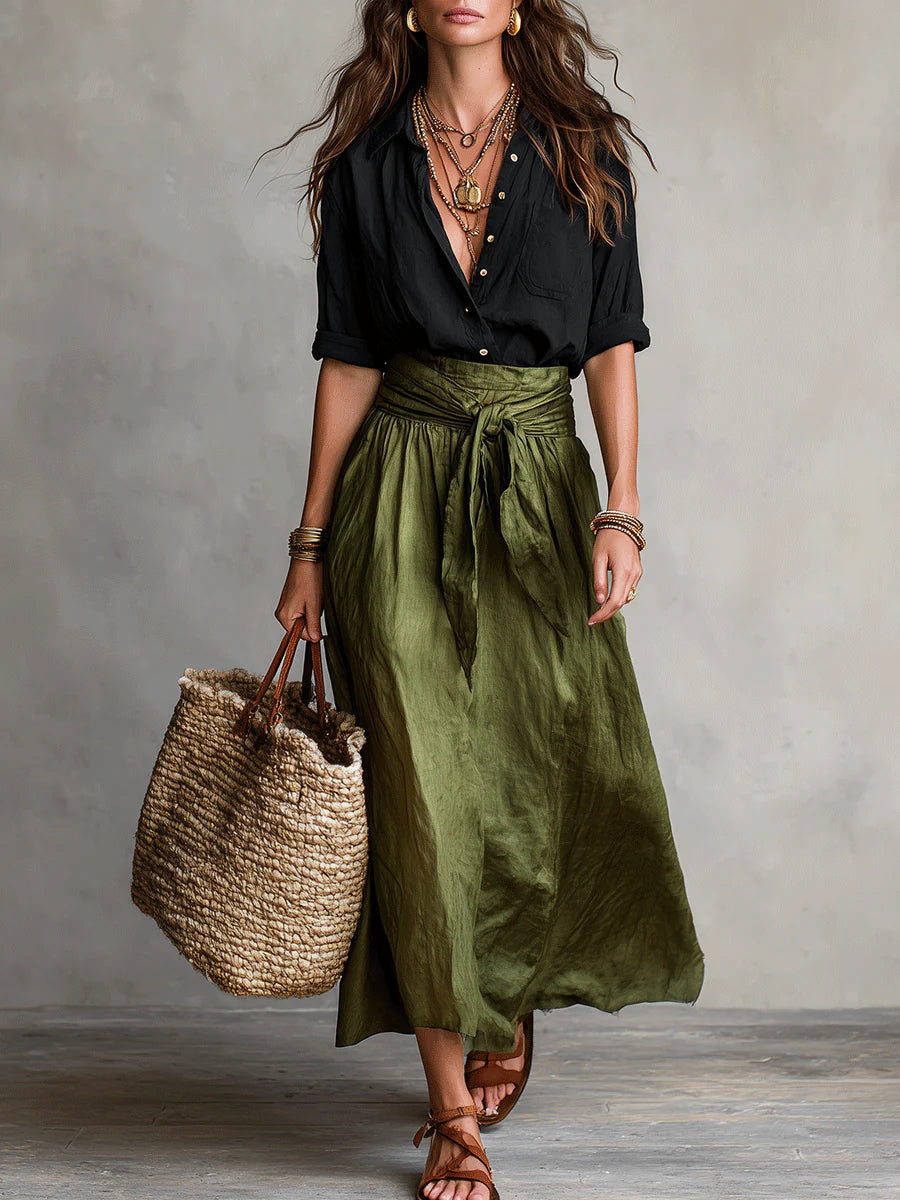 Vera two-piece set - Black & Green