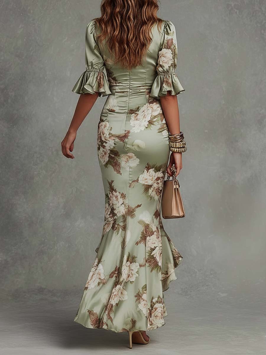 Anna | Long Asymmetric V-Neck Dress